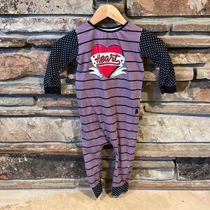 Rags Heart Print Long Sleeve Romper